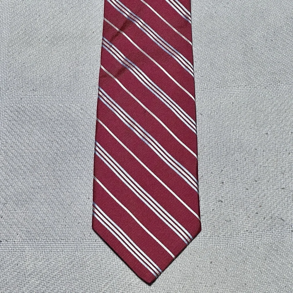 Brooks Brothers Red Gold & Silver‎ Striped Tie Woven Italian Silk USA Made
